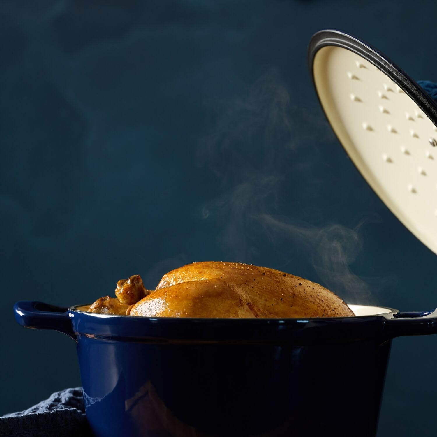 image:imageSur La Table 5Qt Enameled Cast Iron Dutch Oven With Lid for Braising Baking ampamp Deep Frying Induction Compatible Oven to 500F MoistureRetaining Design for Flavorful Results Blue