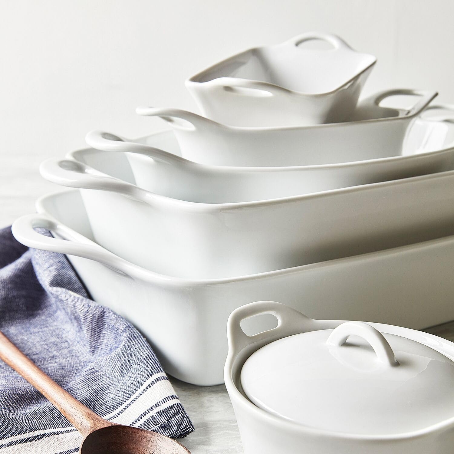 image:imageSur La Table 6 Qt Porcelain Baking Dish Rectangular Casserole Baker for Pasta Roasted Veggies ampamp Desserts Classic White Glaze Oven to Table Nesting Bakeware DishwasherWhite