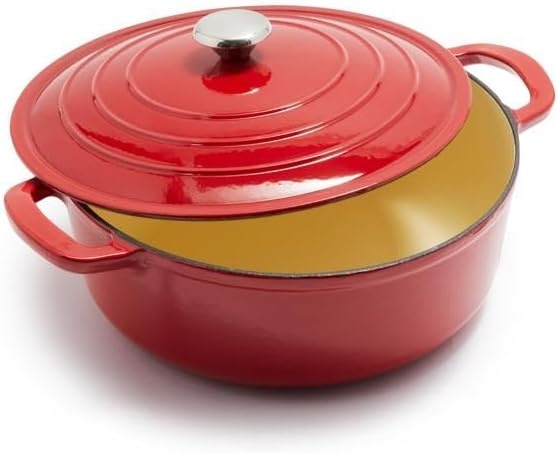 image:imageSur La Table 7Qt Enameled Cast Iron Dutch Oven With Lid for Braising Baking ampamp Deep Frying Induction Compatible Oven to 500F Seals in Moisture for Flavorful Results Light TealLight Blue
