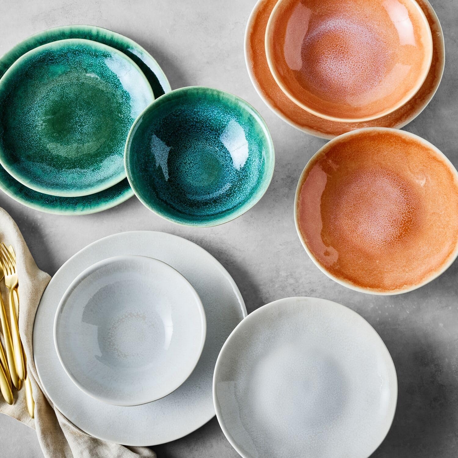 image:imageSur La Table Cloud Emerald 12Piece Dinnerware Set Emerald Green