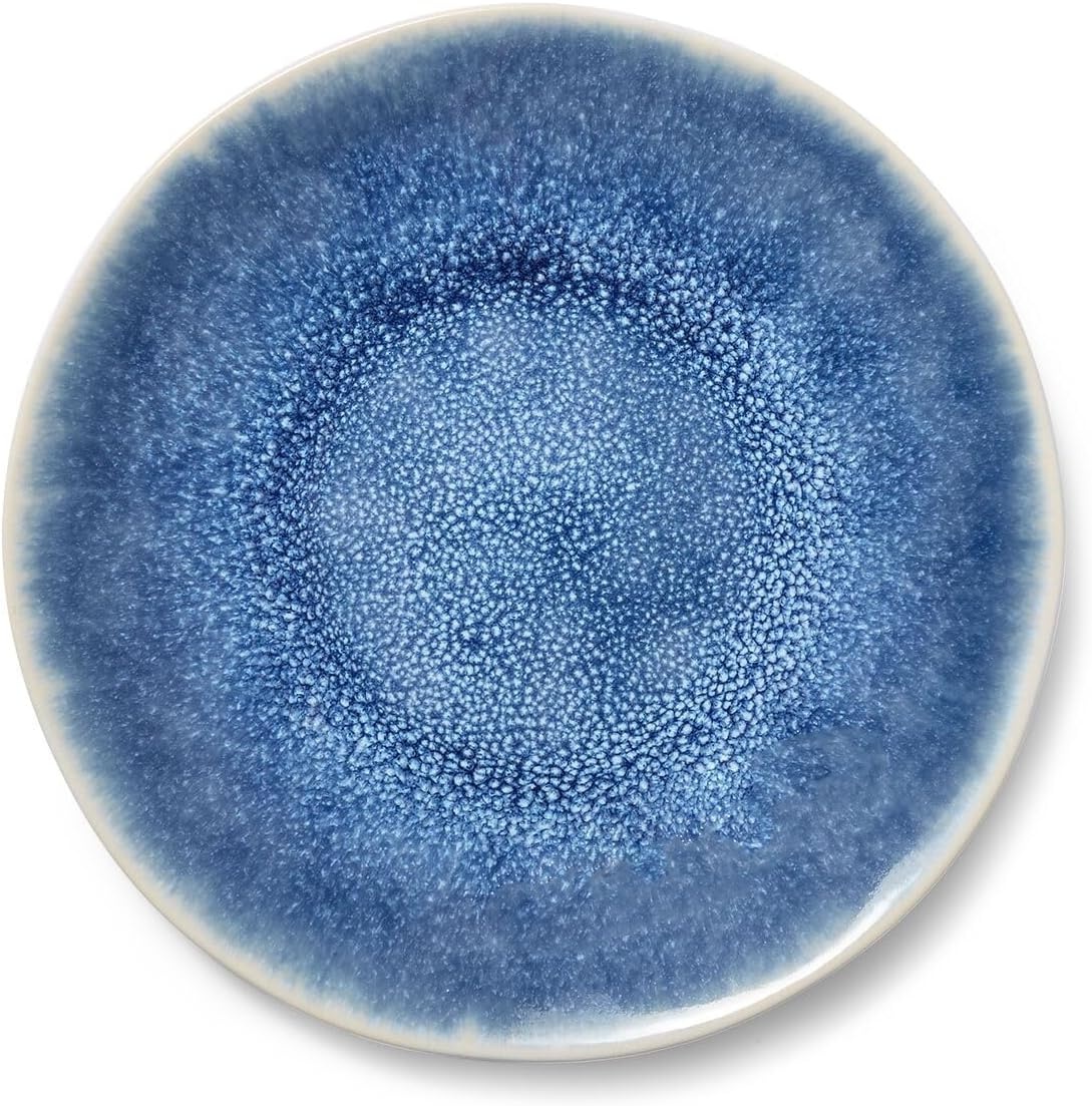 image:imageSur La Table Cloud Stoneware Dinnerware Set 12Piece Handcrafted Ceramic Collection Made in Portugal with Reactive Glaze Organic Design Dishwasher ampamp Microwave Blue