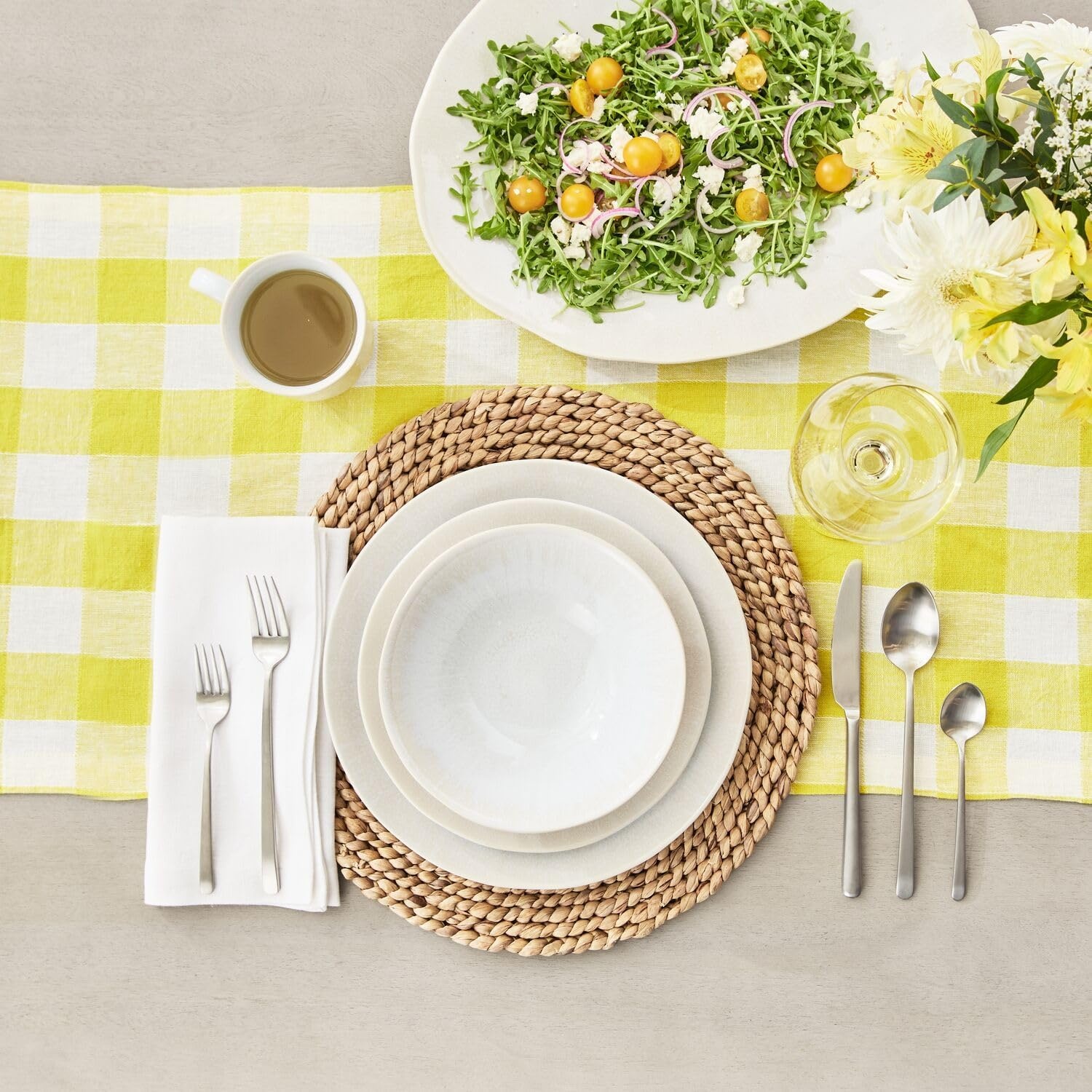 image:imageSur La Table Cloud Stoneware Dinnerware Set 12Piece Handcrafted Ceramic Collection Made in Portugal with Reactive Glaze Organic Design Dishwasher ampamp Microwave White