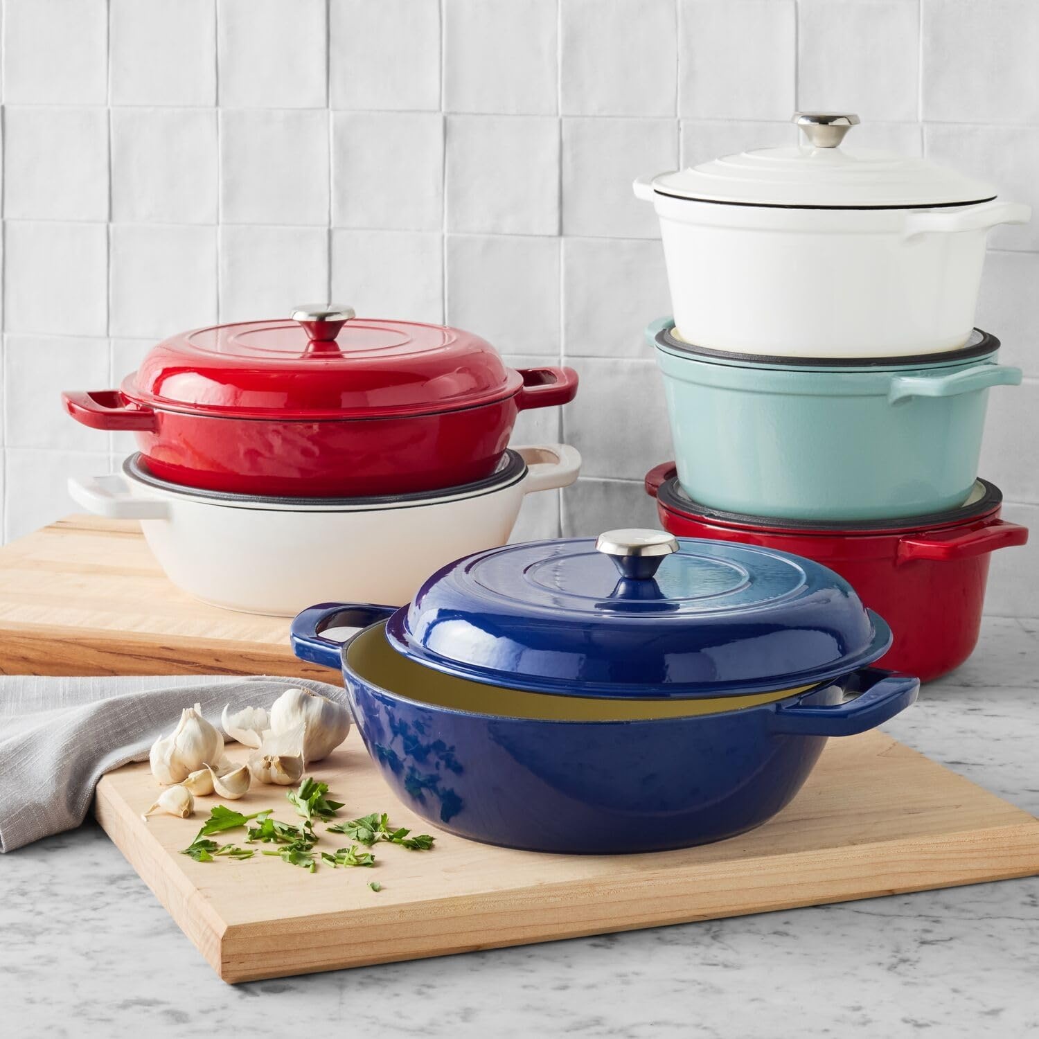 image:imageSur La Table Enameled Cast Iron Deep Braiser 5 qt Blue