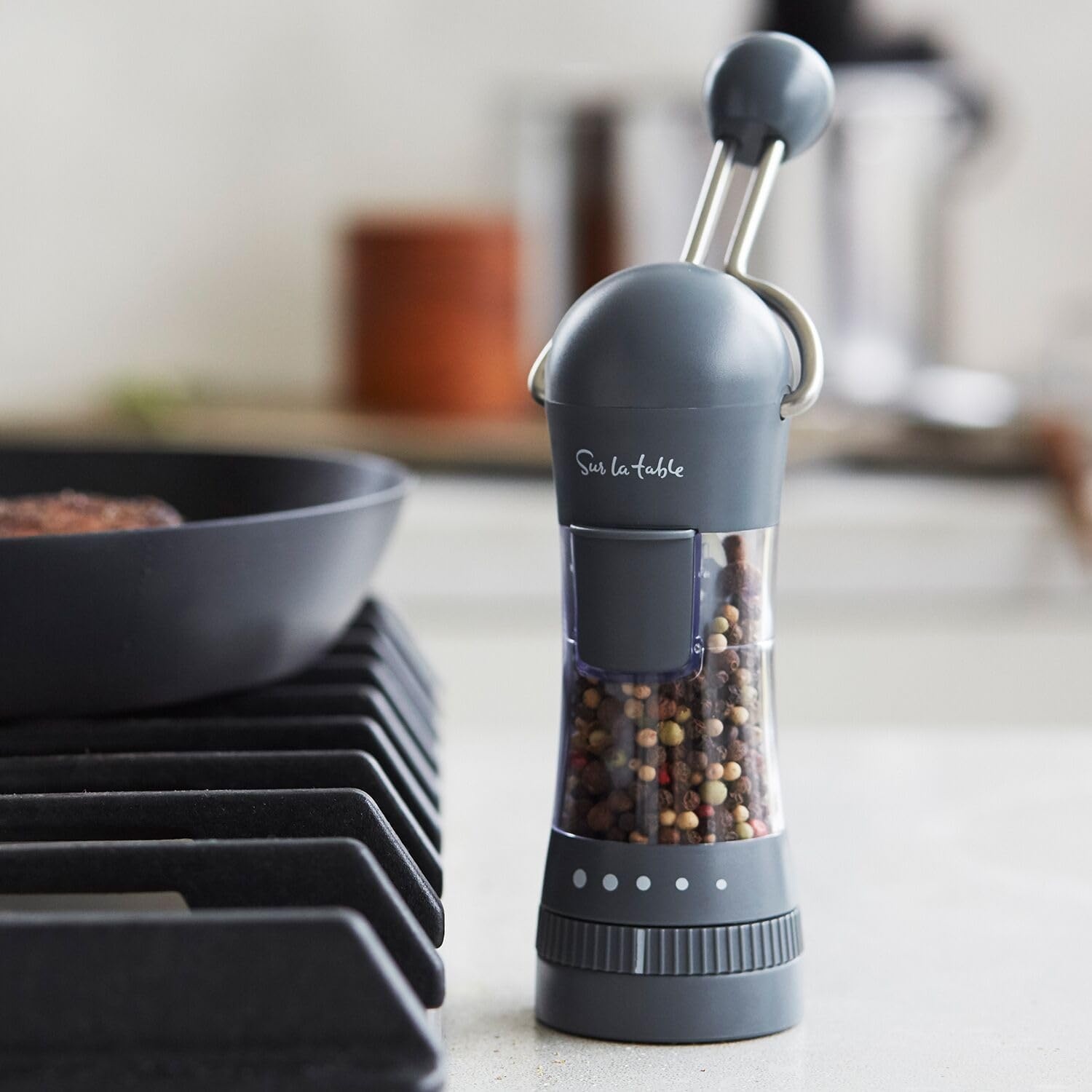 image:imageSur La Table Spice Ratchet Mill Grinder with 5 Coarse settings BlackWhite