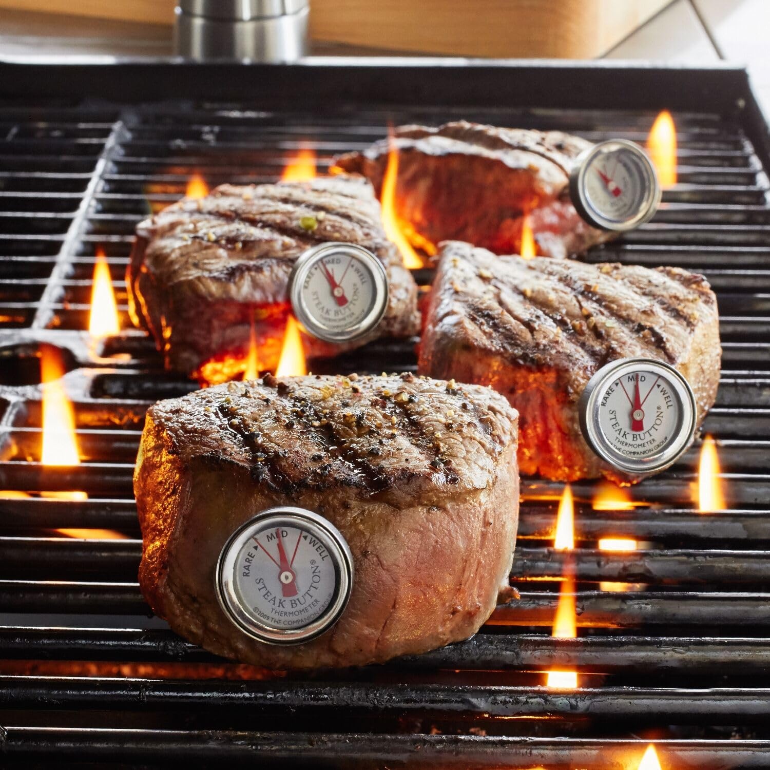 image:imageSur La Table Stainless Steel Steak Button Thermometers Silver