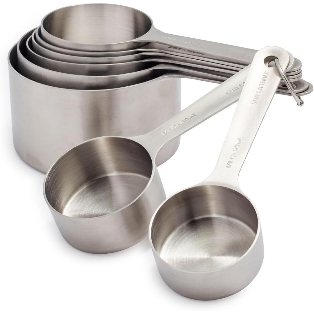 image:imageSur La Table Stainless Steel Measuring Cups Set 8 Nesting Cups from to 2 Cups Durable 188 Steel with EasyOpen Ring SpaceSaving Design Dishwasher