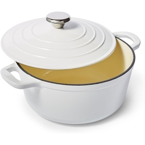 Sur La Table 4-Qt Enameled Cast Iron Dutch Oven – Oven & Broiler to 500°F, Induction Compatible, with Lid for Braising, Baking & Deep Frying, Nonstick Interior, White(White)