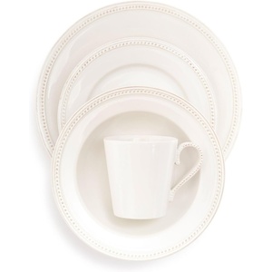 Sur La Table Pearl Stoneware 16-Piece Dinnerware Set, White